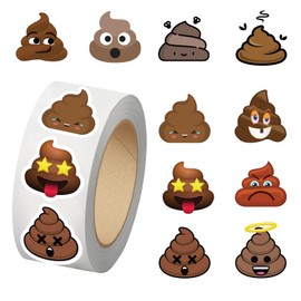 500PCS Poop Stickers for Kids 10 Styles Sticker Rolls Funny Meme Stickers Poop Party Favors Waterproof Vinyl Stickers(500 Per Roll)