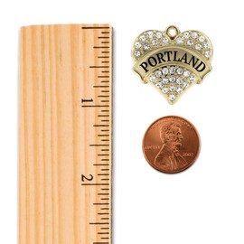 Inspired Silver - Portland - Gold Christmas Ornament - Pave Heart Charm Christmas Tree Ornament with Cubic Zirconia - Holiday Hanging Decoration