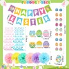 33PCS Easter Decorations Set, Happy Easter Banner, Pom Poms, Egg