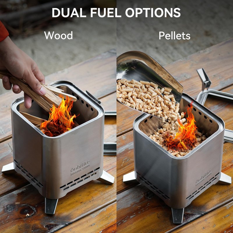 ONLYFIRE OUTDOOR LIVING 2-in-1 Smokeless Fire Pit with Pot Bracket