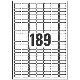 Avery Italia 25 + 5 Extra Sheets 25.4 x 10 mm Rectangular White Paper Removable Labels Per Sheet 189 Labels Per Sheet L4731REV-30P