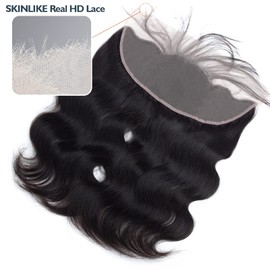 BEEOS 13x4 SKINLIKE Real HD Lace Frontal Only, Pre Plucked 0.10mm Ultra-thin HD Lace 180% Density Body Wave Vivid Clean Hairline Bleached Knots Brazilian Human Hair 20 Inch