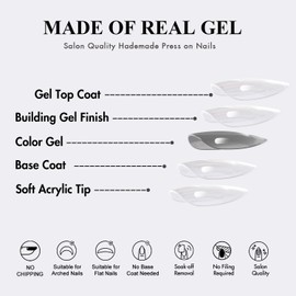 KQueenest White Press on Nails Almond Medium Length, Almond False Nails with Glue, Glossy Solid Milky White Fake Nails Press ons Stiletto, Reusable Soft Gel Stick on Nail for Women, 24 Pcs