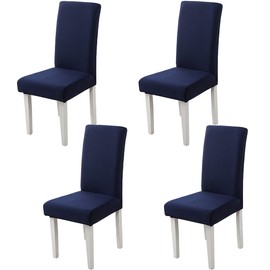 HZDHCLH Chair Covers, Set of 6 Chair Covers, Stretch, Removable, Washable, Dining Room Chair Protective Seat for Hotel, Restaurant, Kitchen, Wedding Party (Navy Blue/4 Pieces)