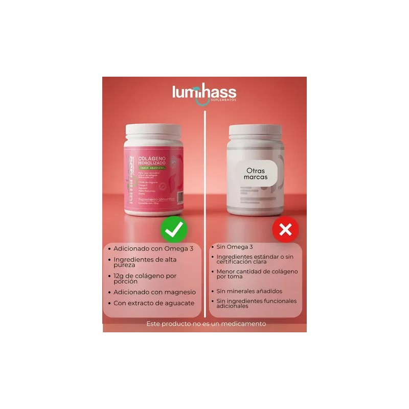 Colágeno Hidrolizado Lumihass Sabor Arándano 725 Porciones Adicionado Omega Aguacate
