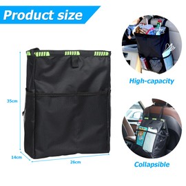 JNNJ Car Rubbish Bin, Multifunctional Car Organiser Bin, Waterproof Oxford Cloth Hanging Organiser, Car Bin, Storage Box for Most Cars