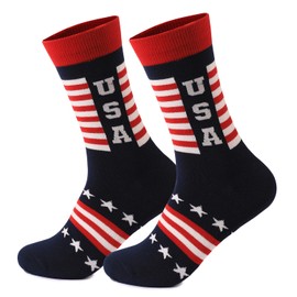 xywlwoer American Flag Socks for Men Women, 4th of July Middle Socks Funny Stars and Stripes Patriotic USA Freedom Day Gifts