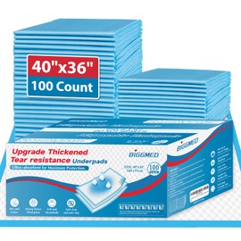 100 Count Incontinence Bed Pads 40'' x 36'' Tear-Resistant Disposable Underpads Heavy Duty Chucks Pads for Adults, Kids & Elderly | Protection Pads for Bed, Sofa, and Chair