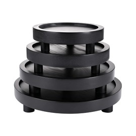 HOMIEE 4PCS Wooden Risers for Display 8/7/6/5 Inch Wood Pedestal Stand Mini Tray Stand Wooden Pedestal Holder Rustic Riser for Decor Home Kitchen Tiered Tray, Black