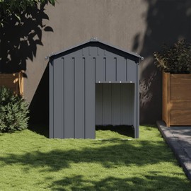 vidaXL Galvanized Steel Dog House with Roof - Anthracite Colored with Spacious Inner Dimensions, Perfect for Training, Exercising and Playing
