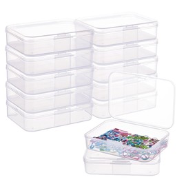 BENECREAT 12 Pack Rectangle Clear Plastic Bead Storage Containers Box Case with Lid for Earplugs Tiny Beads Dices and Other Craft Accessories - 3.46x2.28x0.78 Inches