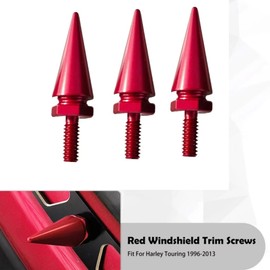 CWXEDN Motorcycle Windshield Bolts, Windscreen Screws, Fairing Bolts Compatible for Harley Davidson Electra Glide, Street Glide, Ultra Classic, Ultra Limited, Tri Glide 1996-2013 (Red)