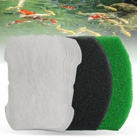 3-in-1 Set 5-in-1 600 & 6-in-1 900 Pond Filter Pads (8 Polymer Wool Cartridge, 1 Coarse Foam & 1 Medium Foam) Fits for Inpond, Pond Filter Media for Outdoor Ponds