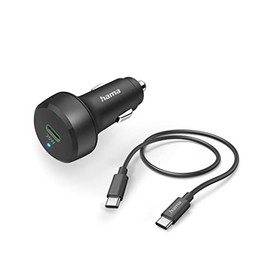 Hama 00201614 Auto-Schnellladegerät mit Ladekabel USB-C, PD/QC, 25W, 1m, Schwarz