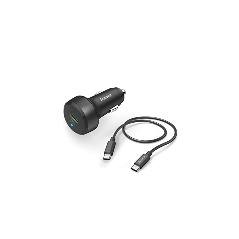 Hama 00201614 Auto-Schnellladegerät mit Ladekabel USB-C, PD/QC, 25W, 1m, Schwarz