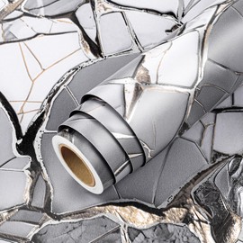 LaCheery White Gray Black Marble Contact Paper for Countertops Kitchen Counter Top Peel and Stick Waterproof Marble Wallpaper for Bathroom Countertop Vinyl Wrap Cabinets Walls Removable Roll 15.8"x80"