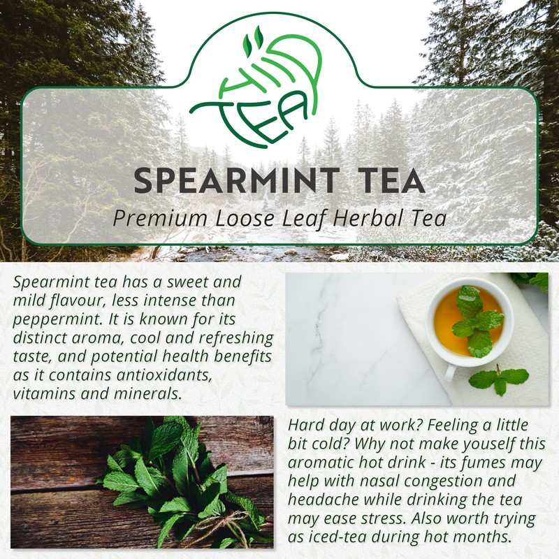 Spearmint Herbal Loose Leaf Tea - Pure Mint Leaves for