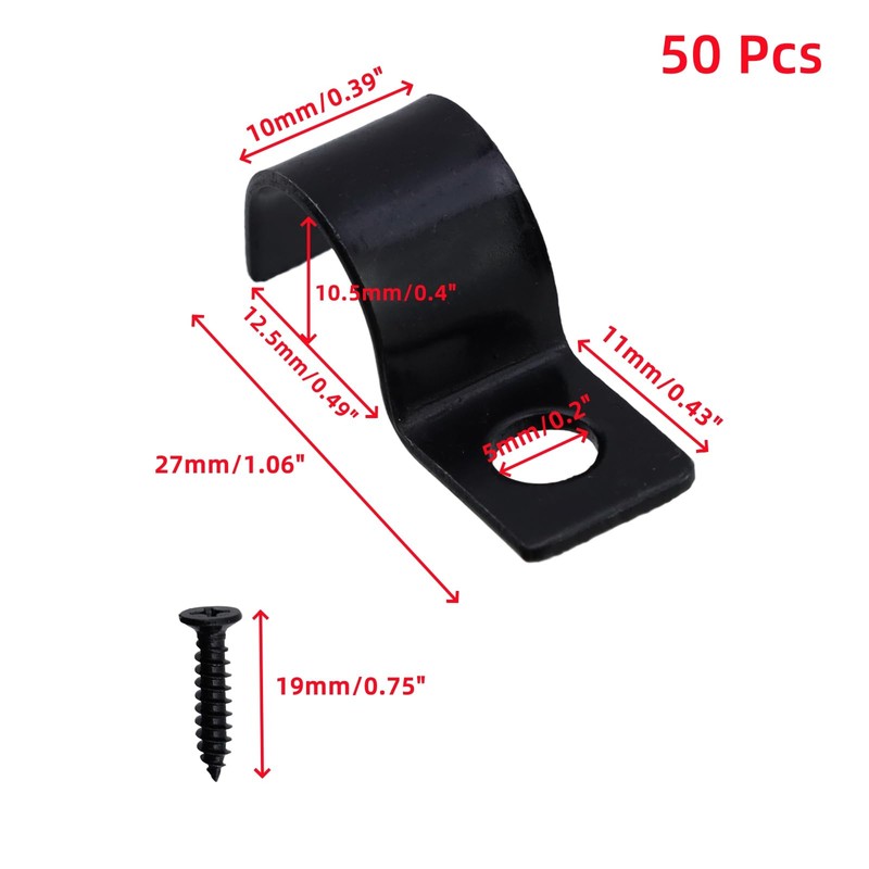 Oedema 50 Pcs 1/2 Inch Pipe Straps with 1 Hole