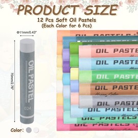 sourcing map Soft Oil Pastels, Oil Pastel Crayons Vibrant Color Blendable Art Supplies for Painting Drawing Blending Painting Artists Beginners Professional(White Light Gray, Pack of 12)