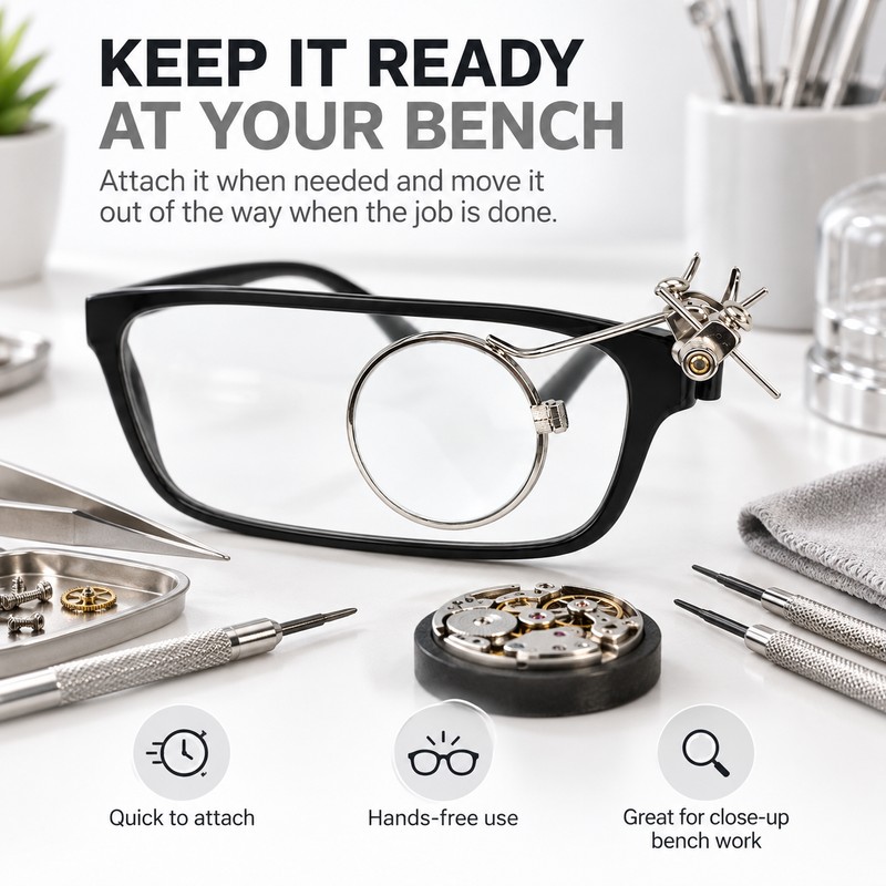 Clip-On Watch Repair Magnifier for Detail Work – 10X/20X Dual