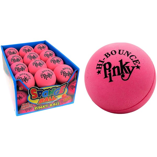 Pinky Ball The Original Bouncy Balls (24 Pack Bulk in Display Box) Hi Bounce Rubber Pink Ball for Kids and Adults. Massage Ball and Party Games Gift Supply by JA-RU. Plus 1 Small Bouncy Ball. 976-24p