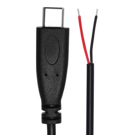 MECCANIXITY 1M/3.3Ft USB C Male Plug Bare Wire Pigtail Cable, 22AWG 12V 3A Type C Plug to 2 Pin Bare Wire Open End Connector Plug for DIY Laptop Equipment Installed Replace Repair 2Pcs