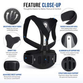 Adjustable Back Support Brace for Posture – Structured Spine Support for Sitting, Standing & Daily Activities