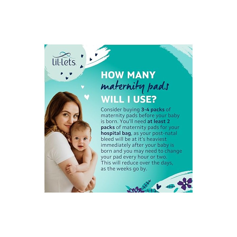Lil-Lets Almohadillas de maternidad | 30 almohadillas gruesas extra largas