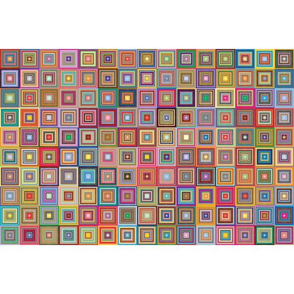 Bgraamiens Puzzle-Retro Art Squares-1000 Pieces Creative Colorful Squares Hard Puzzle Color Challenge Jigsaw Puzzle