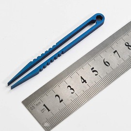 Portable Tweezers, EDC Titanium Alloy Tweezers with Non-Slip Handle, Multifunction Mini Tool for DIY Model Making, Outdoor Survival Camping, 2 Pieces - Blue