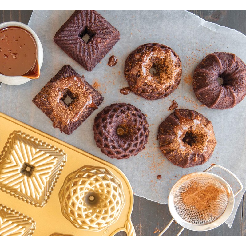 Nordic Ware Geo Bundtlette, 3.5 Cups , Gold