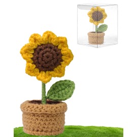 Penandatan Crochet Flowers,Crochet Sunflower,Crocheted Flowers, Teacher Appreciation Gifts,Crocheted Flowers for Car Decor,Office Desk Decor.(Sunflower)