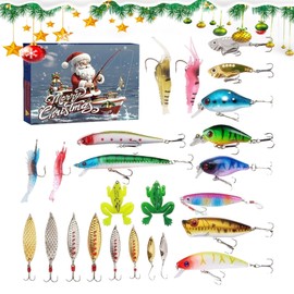 Fishing 2024 Adult, Fishing Lure Set Christmas 2024 Countdown Calendar, Fish Bait Kit Christmas for Adult, Men, Teen Boys