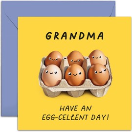 Old English Co. Fun Birthday Cards for Men and Women - Egg-cellent Birthday Card for Grandma - Congratulations Card for Him or Her - Humorous Birthday Card for Family | Blank Inside with Envelope