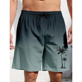 Men's Swim Trunks Hawaiian Bathing Mesh Lining Suit Swimsuits Beach Shorts with Pockets