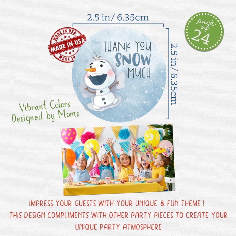 Thank You Snow Much - Party Favor Sticker (24 Included)