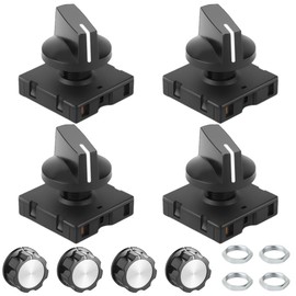 Xiatiaosann 4 Pcs Rotary Switch 13A-125V/10A-250V 4-Position 3-Speed Universal Selector Latching Switches for Electrical Projects, Heater, with Knob Cap