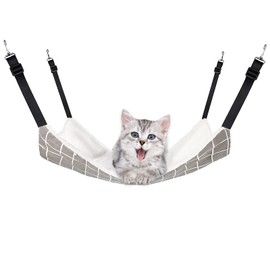 YFFSFDC Cat Hammock, For Cages, Large Load Capacity 22.0 lbs (10 kg), Size Adjustable, 22.8 x 18.9 inches (58 x 48 cm), Pet Playground, Breathable, Metal Fittings, Durable, For Winter and Summer (Gray