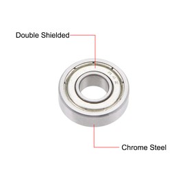 uxcell R4ZZ Ball Bearing 1/4-inchx5/8-inchx0.196-inch Double Shielded ABEC-1 Bearings 10pcs