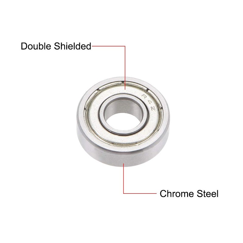 uxcell R4ZZ Ball Bearing 1/4-inchx5/8-inchx0.196-inch Double Shielded ABEC-1 Bearings 10pcs