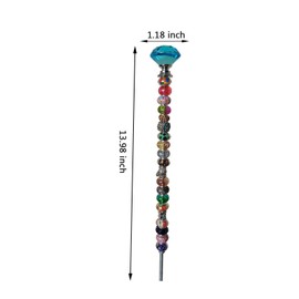 AMNGYOOK Beaded Garden Decor, Garden Beaded Stakes Fairy Wands Garden Beaded Stakes with Diamond Top for Outdoor Decor (Purple)