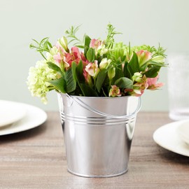 12 Pack Galvanized Metal Buckets with Handles for Party Decorations, Small Tin Pails (4.7 in)