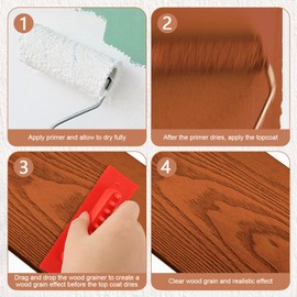 LOQJSS 6Pcs Wood Graining Tool Set,Fake Wood Grain Roller Painting Tool,DIY Rubber Graining Tool Texture Pattern Roller with Handle Paint LookLike Wood for Wall Room Art Paint Decoration