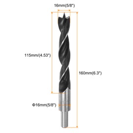HARFINGTON 3pcs Brad Point Drill Bits 16mm(5/8") Dia Straight Round Shank Drill Metric Brad Point 4.53" Drilling Depth Spiral Twist Drill Bits for Carpenter Woodworking Plastic Rubber