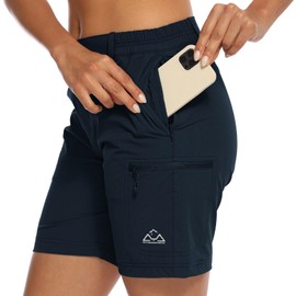 JHMORP Women's Hiking Shorts Stretch Quick Dry Golf Cargo Work Shorts with Zipper Pockets (Navy,CA S)