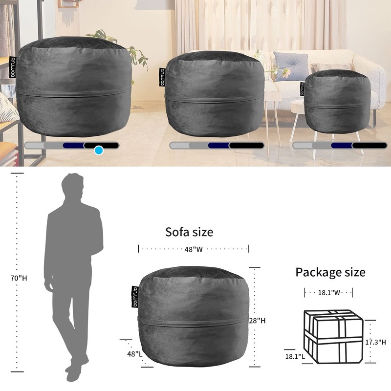 [Removable Cover] Bean Bag Chairs for Adult, Giant 4ft Memory