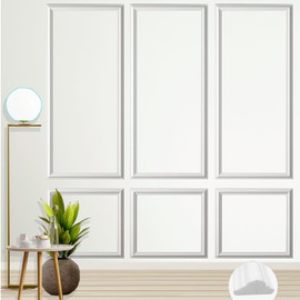 Peel and Stick Wall Molding Kit - 6 Frame Premade, Self Adhesive Ready-to-Assemble Wainscoting Panels, Pre-Cut Wall Panel Molding for Interior Wall Décor Living Room, Bedroom Accent Wall