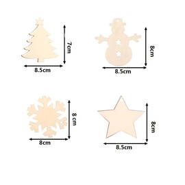 Pack of 80 Wooden Christmas Pendants, Wooden Pendants, Wooden Pendants, Crafts, Wooden Christmas Tree Pendants, Christmas Decoration with String, Christmas Crafts (A)