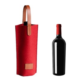VYIBPDY 1 Stück weintasche roter Filz-geschenktüten flaschen für Weinflaschen mit Griff, für Geschenk, Hochzeit, Taufe, Geburtstag