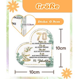 Putuo Decor 70th Birthday Acrylic Heart Decoration - Golden Flower Table Centerpiece, Birthday Gift for Women & Men